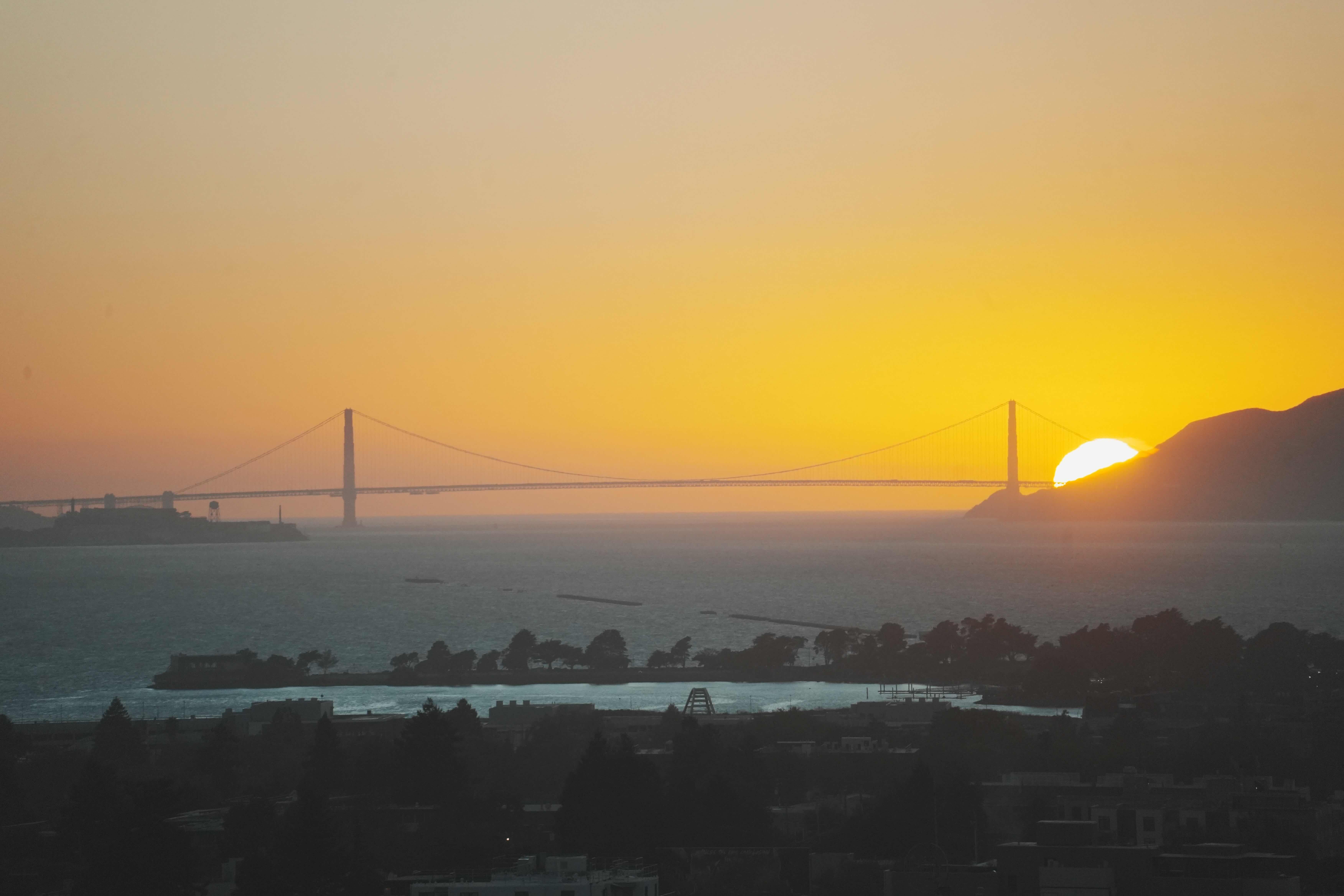 A photo of a sunset over the golden gate, taken by the author